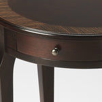 24" Dark Brown Wood And Wood Round End Table With Drawer - Montana Home & Kitchen Co.