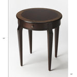 24" Dark Brown Wood And Wood Round End Table With Drawer - Montana Home & Kitchen Co.