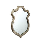 24" Distressed Metallic Crest Shape Wall Mounted Accent Mirror Framed - Montana Home & Kitchen Co.