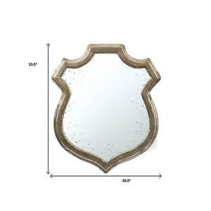 24" Distressed Metallic Crest Shape Wall Mounted Accent Mirror Framed - Montana Home & Kitchen Co.