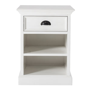 24" Distressed White One Drawer Solid Wood Nightstand - Montana Home & Kitchen Co.