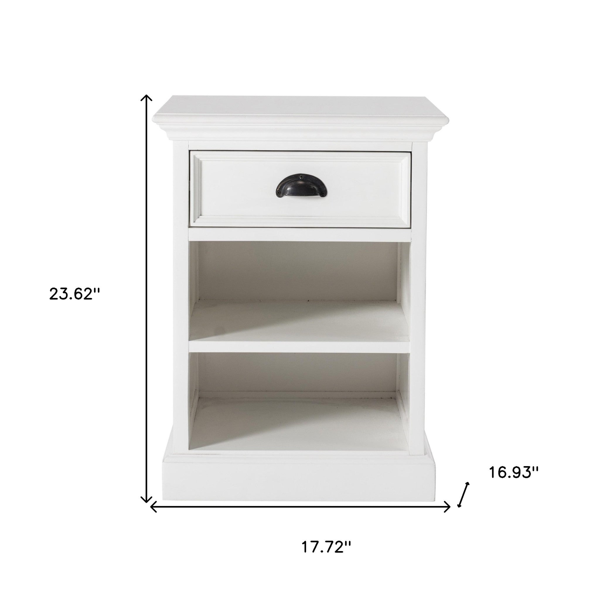 24" Distressed White One Drawer Solid Wood Nightstand - Montana Home & Kitchen Co.