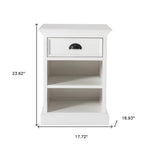 24" Distressed White One Drawer Solid Wood Nightstand - Montana Home & Kitchen Co.