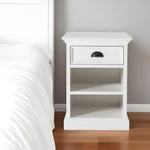 24" Distressed White One Drawer Solid Wood Nightstand - Montana Home & Kitchen Co.