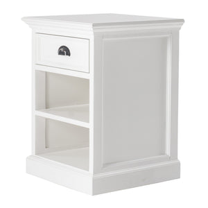 24" Distressed White One Drawer Solid Wood Nightstand - Montana Home & Kitchen Co.