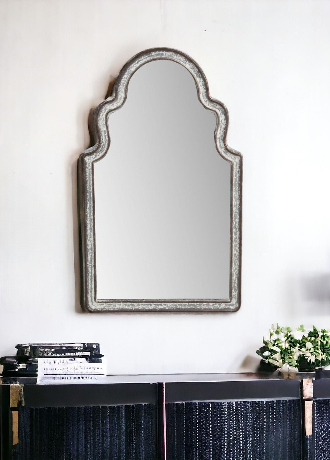 24" Gray Abstract Metal Framed Accent Mirror - Montana Home & Kitchen Co.