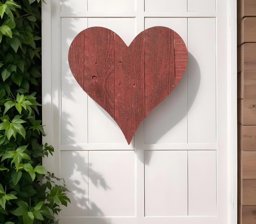 24" Red Reclaimed Wood Heart Wall Decor - Montana Home & Kitchen Co.