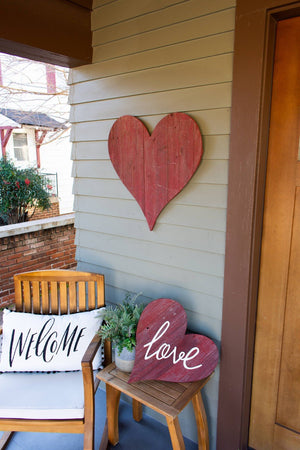 24" Red Reclaimed Wood Heart Wall Decor - Montana Home & Kitchen Co.