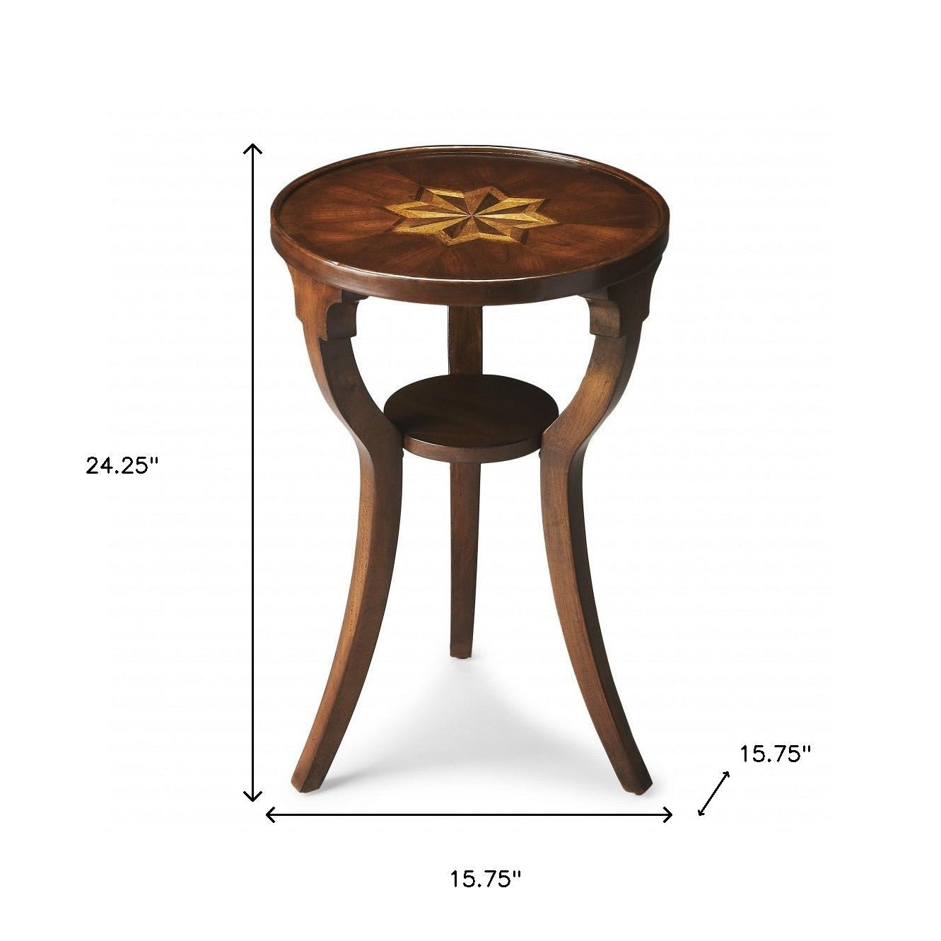 24" Wood Brown Wood And Solid Wood Round End Table With Shelf - Montana Home & Kitchen Co.