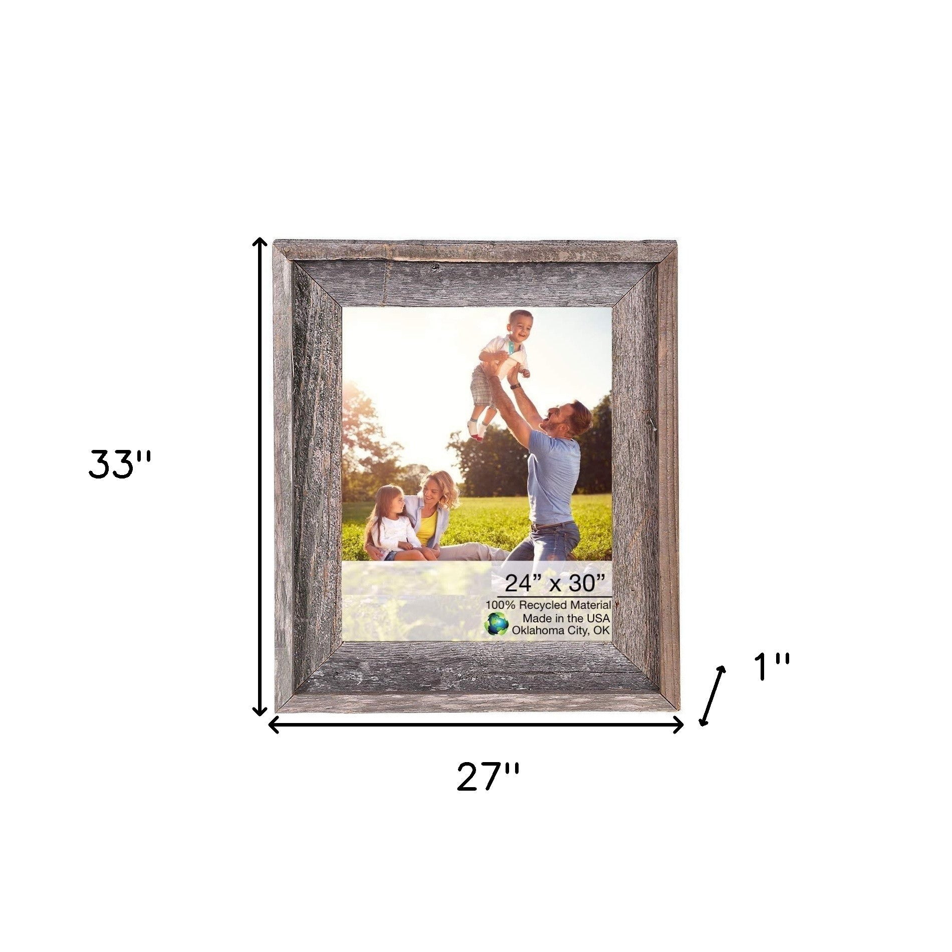 24 X 30 Natural Weathered Grey Picture Frame With Plexiglass Holder - Montana Home & Kitchen Co.