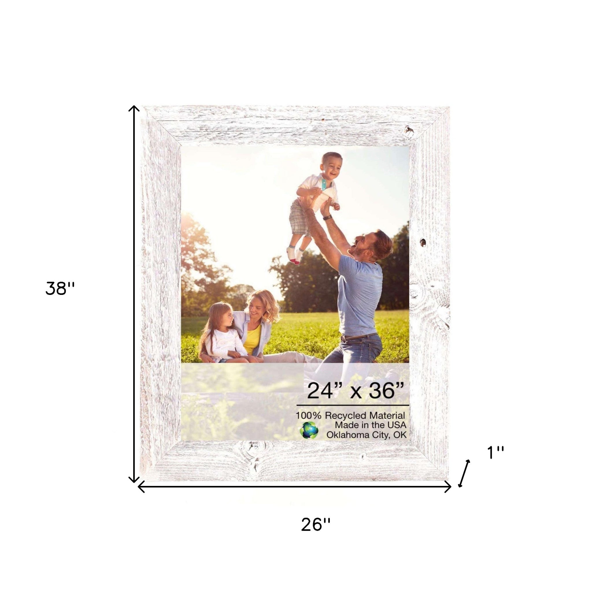 24X36 Rustic White Washed Picture Frame With Plexiglass Holder - Montana Home & Kitchen Co.