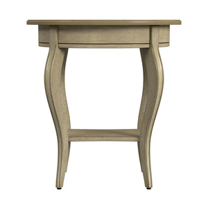 26" Beige Manufactured Wood Oval End Table With Drawer And Shelf - Montana Home & Kitchen Co.