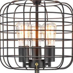 27" Black Metal Industrial Cage Design Three Light Table Lamp - Montana Home & Kitchen Co.