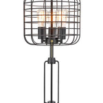 27" Black Metal Industrial Cage Design Three Light Table Lamp - Montana Home & Kitchen Co.