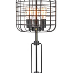 27" Black Metal Industrial Cage Design Three Light Table Lamp - Montana Home & Kitchen Co.