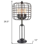 27" Black Metal Industrial Cage Design Three Light Table Lamp - Montana Home & Kitchen Co.