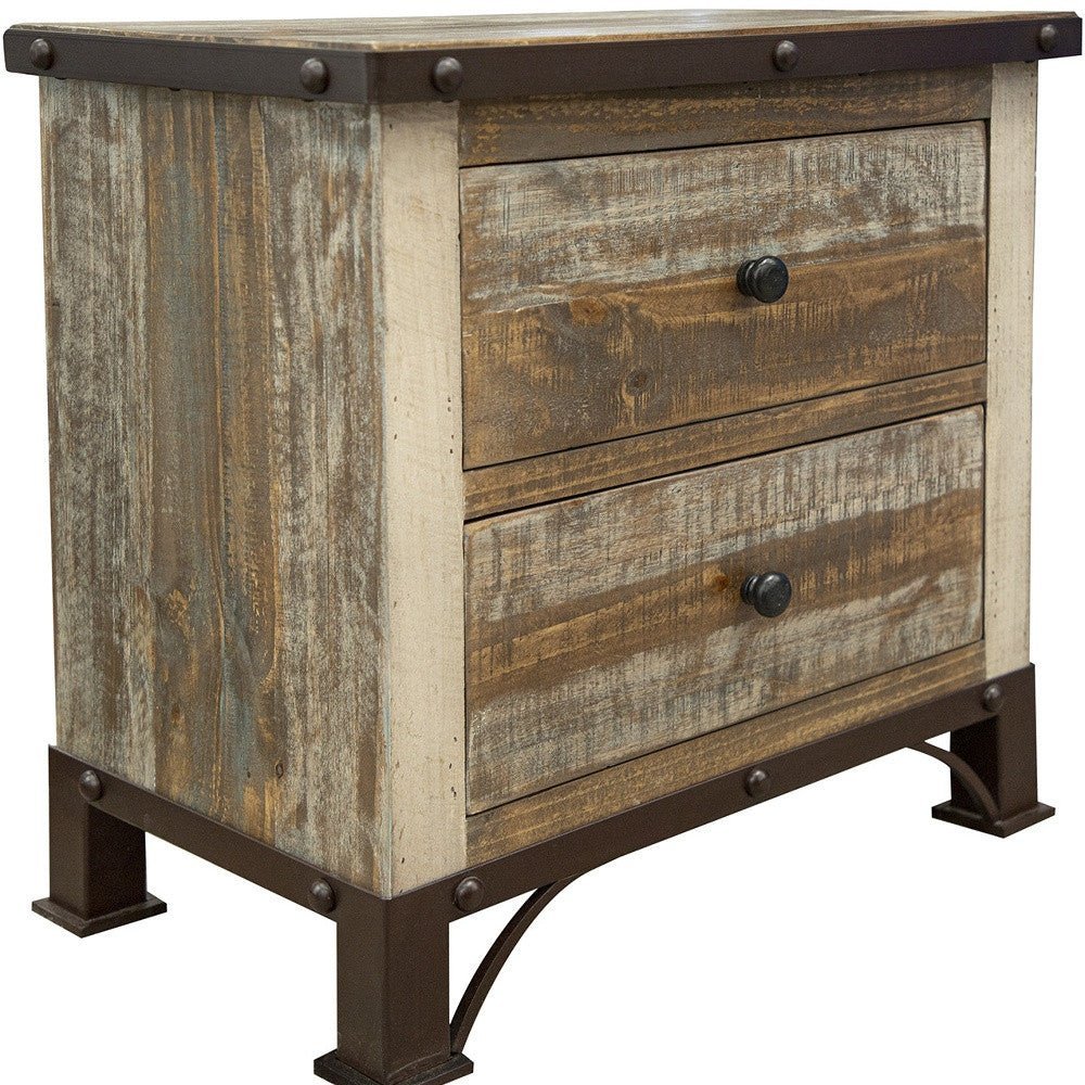 27" Brown Two Drawer Nightstand - Montana Home & Kitchen Co.