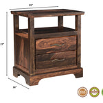 27" Dark Brown Two Drawer Solid Wood Nightstand - Montana Home & Kitchen Co.