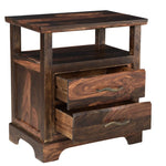 27" Dark Brown Two Drawer Solid Wood Nightstand - Montana Home & Kitchen Co.