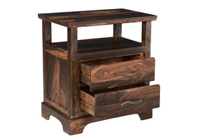 27" Dark Brown Two Drawer Solid Wood Nightstand - Montana Home & Kitchen Co.