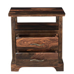 27" Dark Brown Two Drawer Solid Wood Nightstand - Montana Home & Kitchen Co.