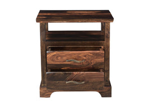 27" Dark Brown Two Drawer Solid Wood Nightstand - Montana Home & Kitchen Co.