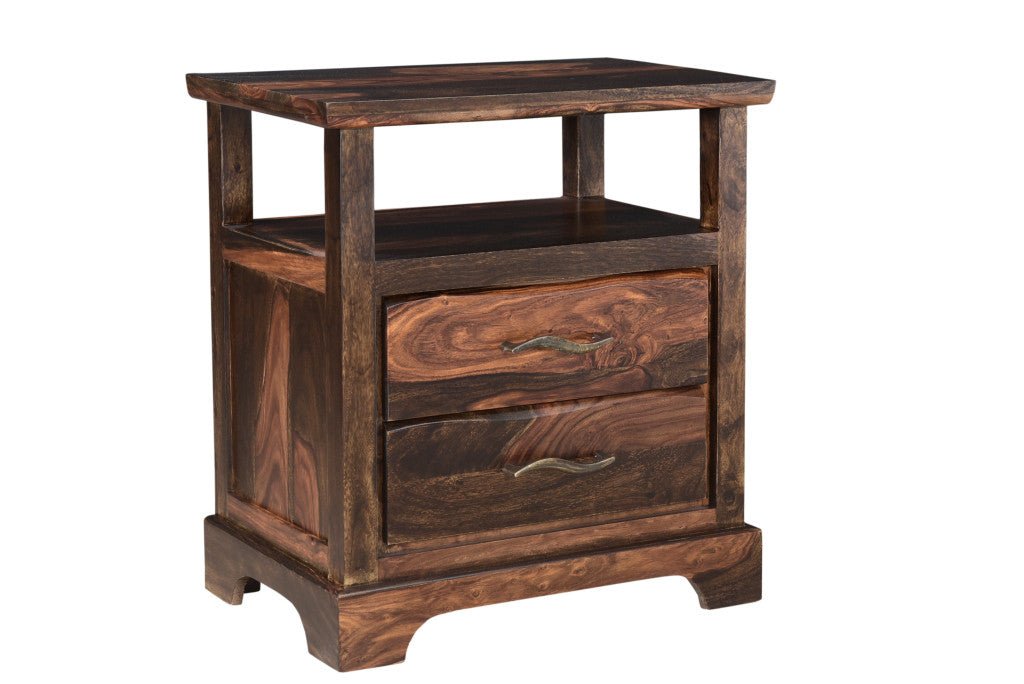 27" Dark Brown Two Drawer Solid Wood Nightstand - Montana Home & Kitchen Co.