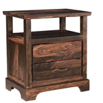 27" Dark Brown Two Drawer Solid Wood Nightstand - Montana Home & Kitchen Co.