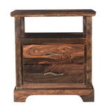 27" Dark Brown Two Drawer Solid Wood Nightstand - Montana Home & Kitchen Co.