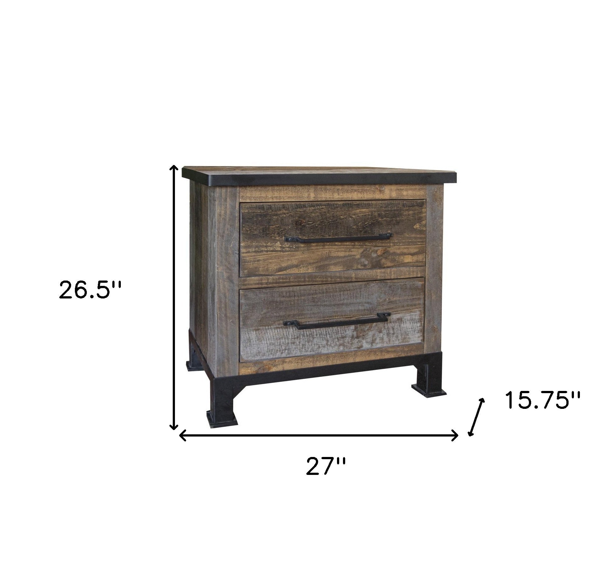 27" Gray Two Drawer Nightstand - Montana Home & Kitchen Co.