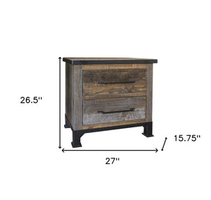 27" Gray Two Drawer Nightstand - Montana Home & Kitchen Co.