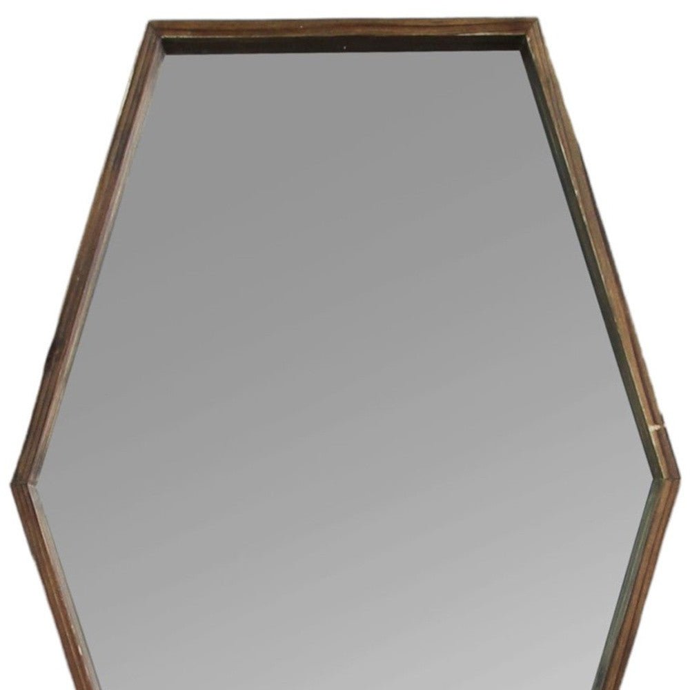 28" Brown Hexagonal Framed Accent Mirror - Montana Home & Kitchen Co.