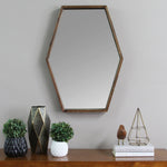 28" Brown Hexagonal Framed Accent Mirror - Montana Home & Kitchen Co.