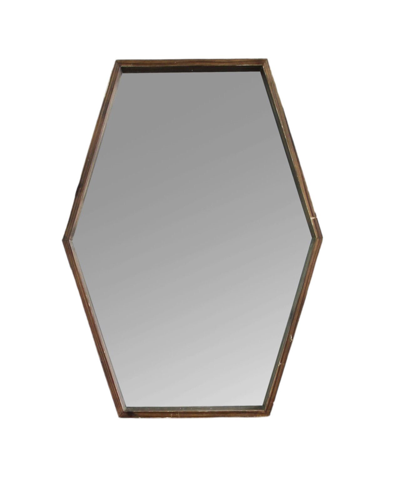 28" Brown Hexagonal Framed Accent Mirror - Montana Home & Kitchen Co.