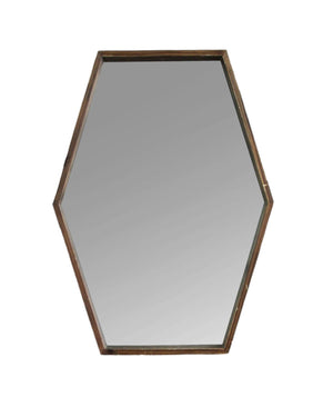 28" Brown Hexagonal Framed Accent Mirror - Montana Home & Kitchen Co.