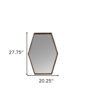 28" Brown Hexagonal Framed Accent Mirror - Montana Home & Kitchen Co.