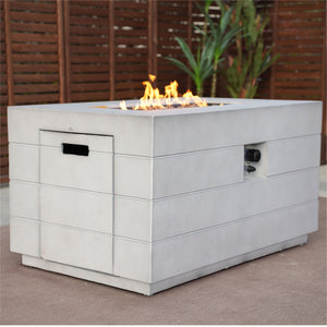 28" Gray Aluminum Natural gas Rectangular Fire pit table With Cover - Montana Home & Kitchen Co.