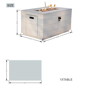 28" Gray Aluminum Natural gas Rectangular Fire pit table With Cover - Montana Home & Kitchen Co.