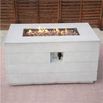 28" Gray Aluminum Natural gas Rectangular Fire pit table With Cover - Montana Home & Kitchen Co.