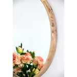 28" Natural Rustic Brown Wood Frame Round Wall Mounted Accent Mirror - Montana Home & Kitchen Co.