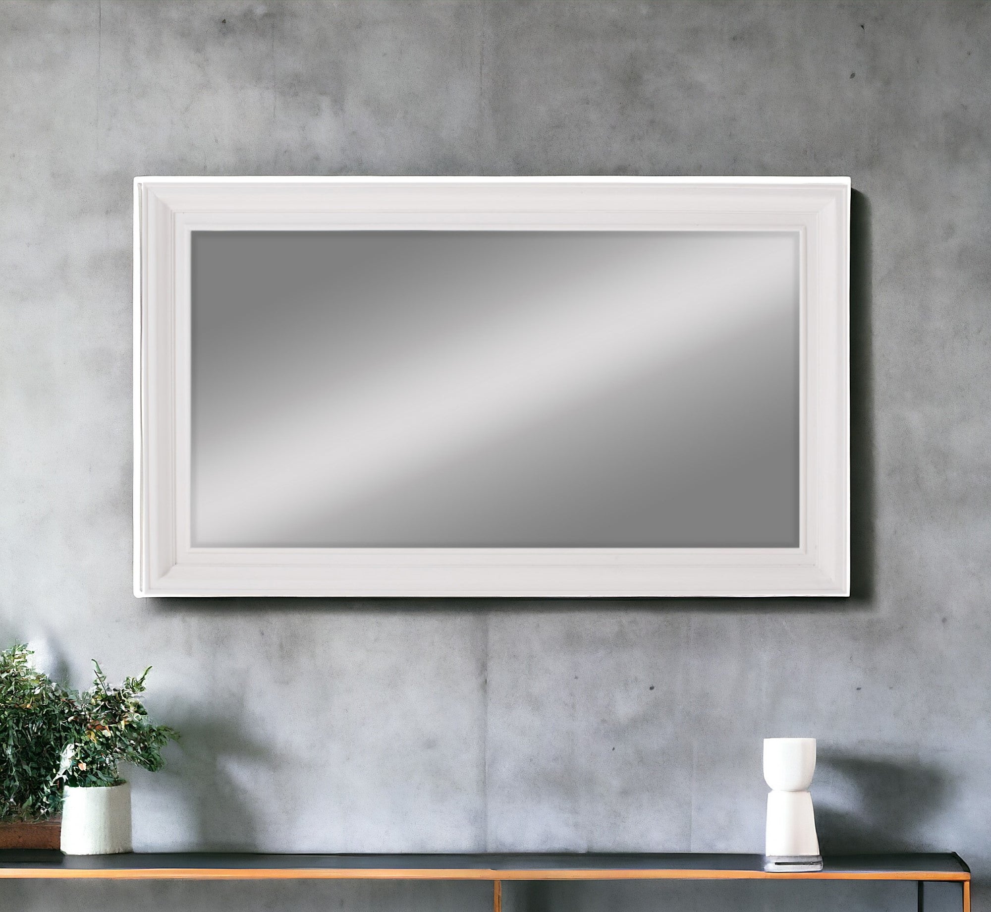 28" White Rectangle Wall Mounted Full Length Hanging Mirror - Montana Home & Kitchen Co.