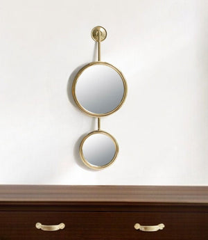 29" Gold Round Iron Framed Accent Mirror - Montana Home & Kitchen Co.