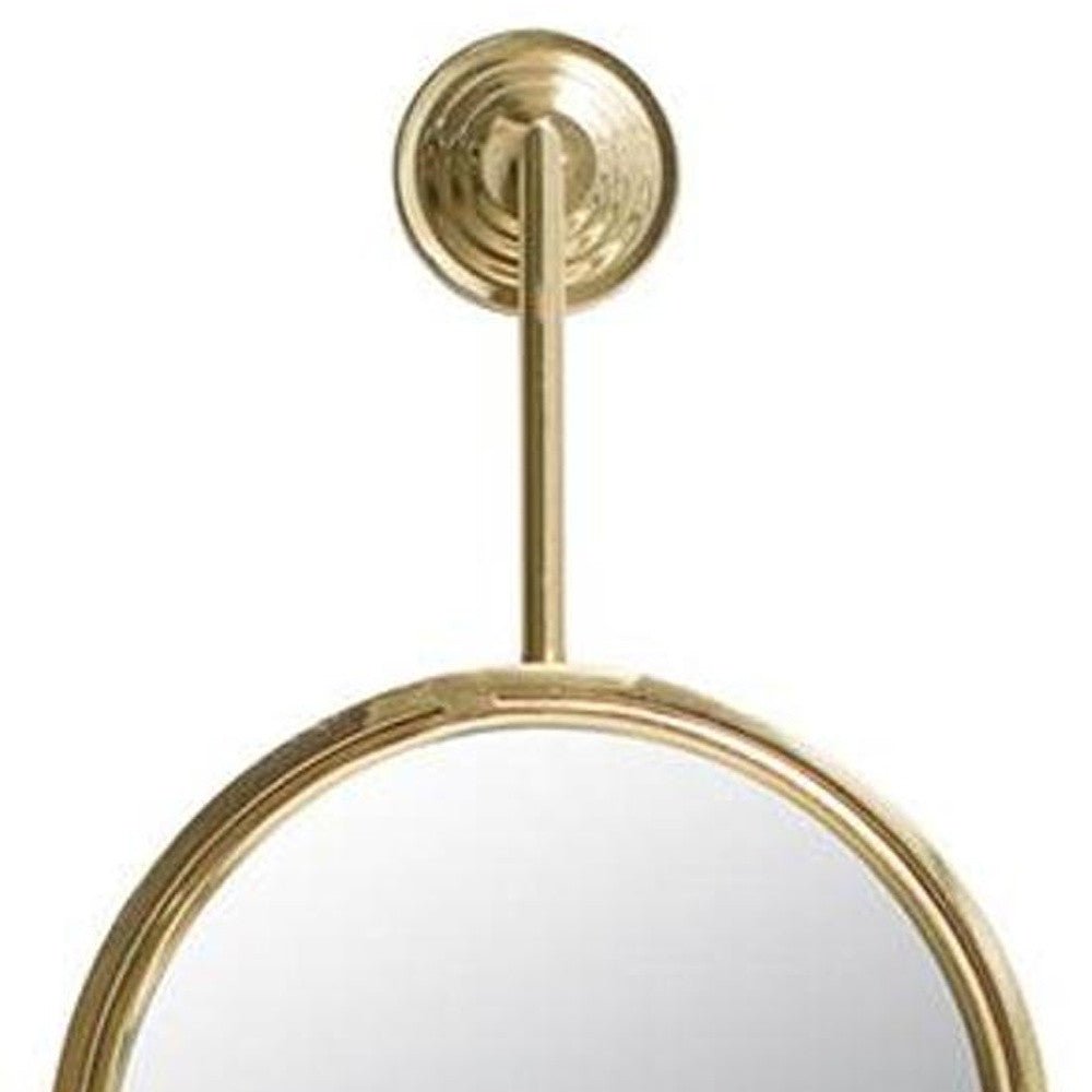 29" Gold Round Iron Framed Accent Mirror - Montana Home & Kitchen Co.