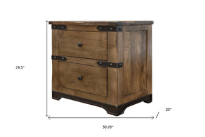 29" Wood Brown Two Drawer Nightstand - Montana Home & Kitchen Co.