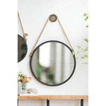 30" Black Fame Round Wall Hanging Accent Mirror with Rope - Montana Home & Kitchen Co.