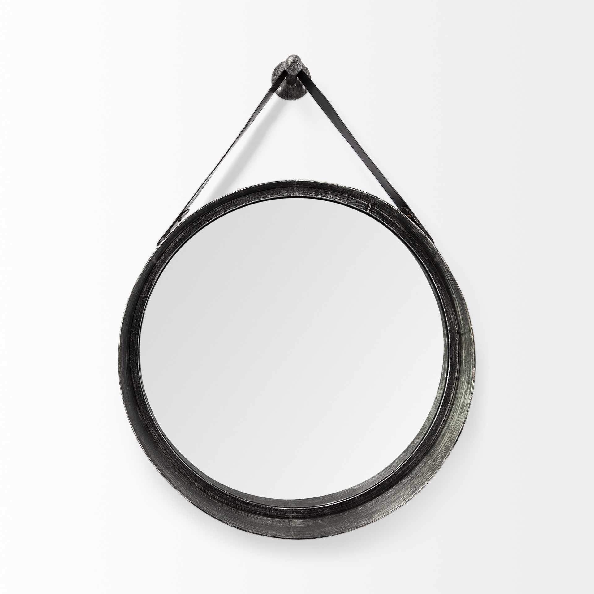 30" Black Round Metal Framed Accent Mirror - Montana Home & Kitchen Co.