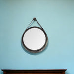 30" Black Round Metal Framed Accent Mirror - Montana Home & Kitchen Co.