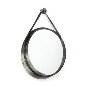 30" Black Round Metal Framed Accent Mirror - Montana Home & Kitchen Co.