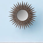 30" Brown Sunburst Wood Framed Accent Mirror - Montana Home & Kitchen Co.