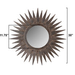 30" Brown Sunburst Wood Framed Accent Mirror - Montana Home & Kitchen Co.